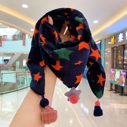 Autumn Winter Warm Triangle Baby Scarf Outdoor Windproof Cotton Neckerchief Kids Mouth Towel Cute Boys Girls Children's Scarf