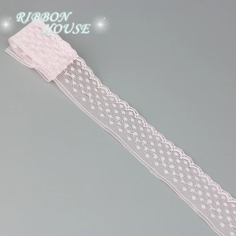 (10 yards/roll) Pink color lace fabric ribbon decoration gift wrapping material