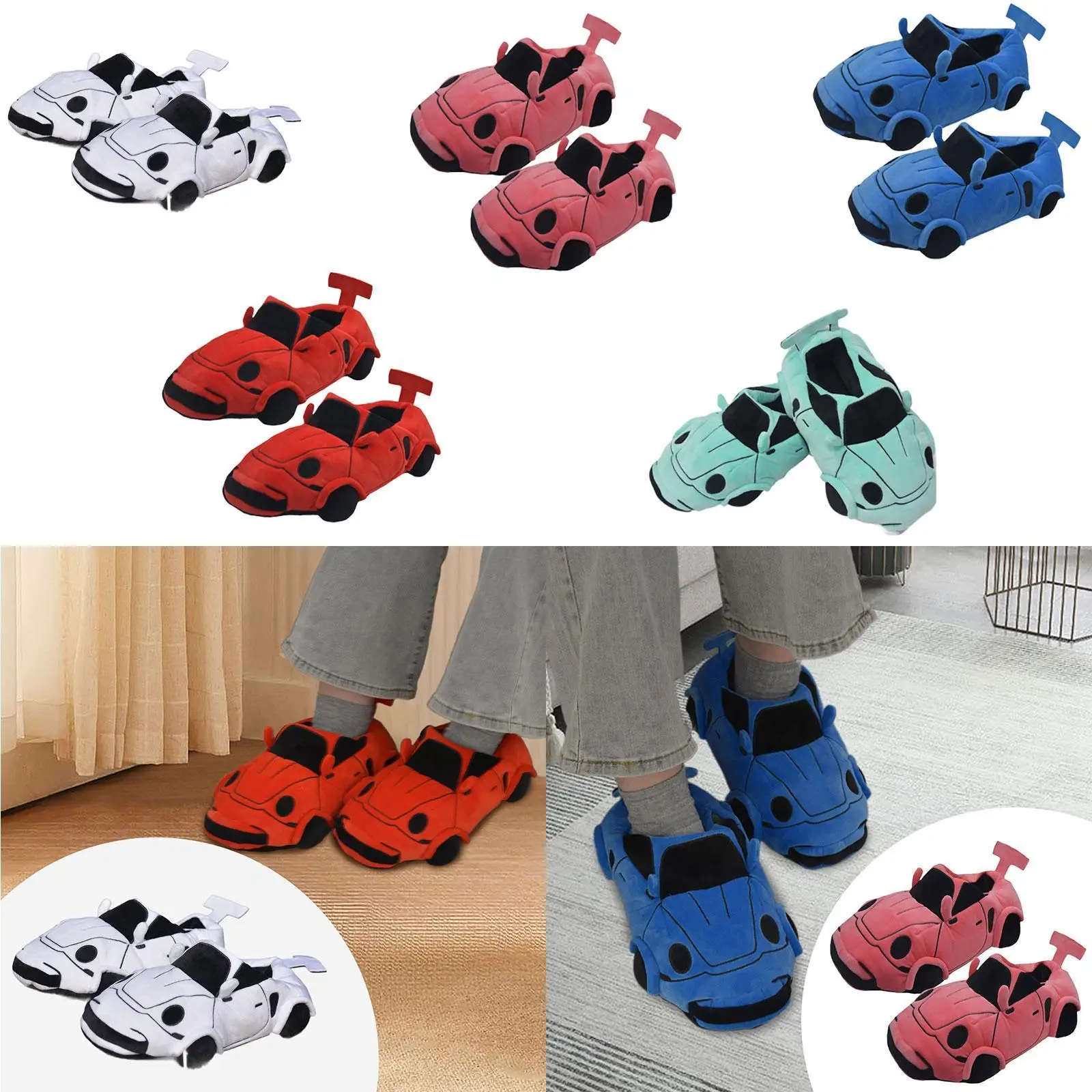 Zapatillas de coche de simulación Zapatillas de interior lindas de dibujos animados Zapatillas de casa familiar