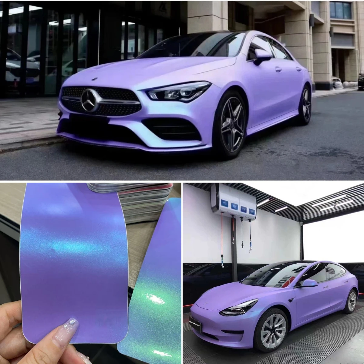 Premium PET Stretchable removable Auto Vinyl Car Body Film Easy to Install Car Wrap Air Release Matte Ceramics Blue