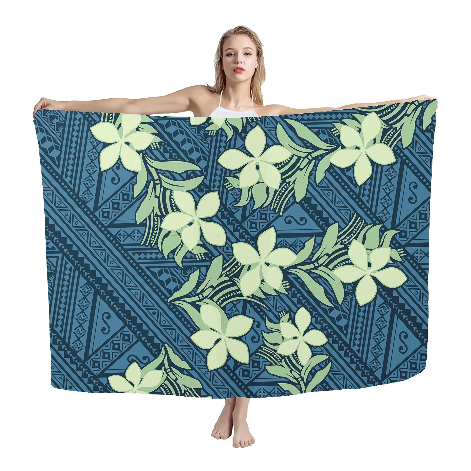 Praia túnica com flor design para as mulheres, cover-up, saia wrap, túnica, biquíni, puakenikeni, roupas de verão, download gratuito