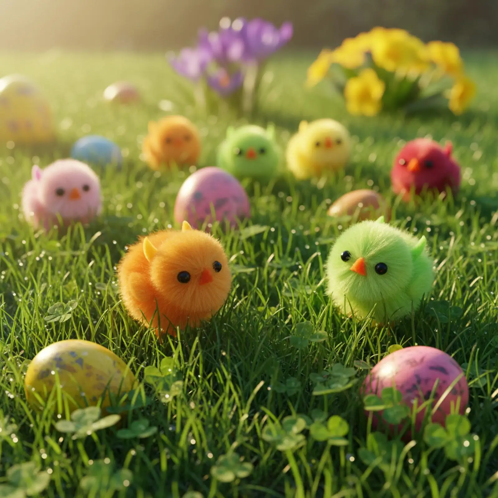 Mini Easter Chicks Chenille Tiny Chicken Figurines for Home Party Tabletop Decor and Miniature Dollhouse Items