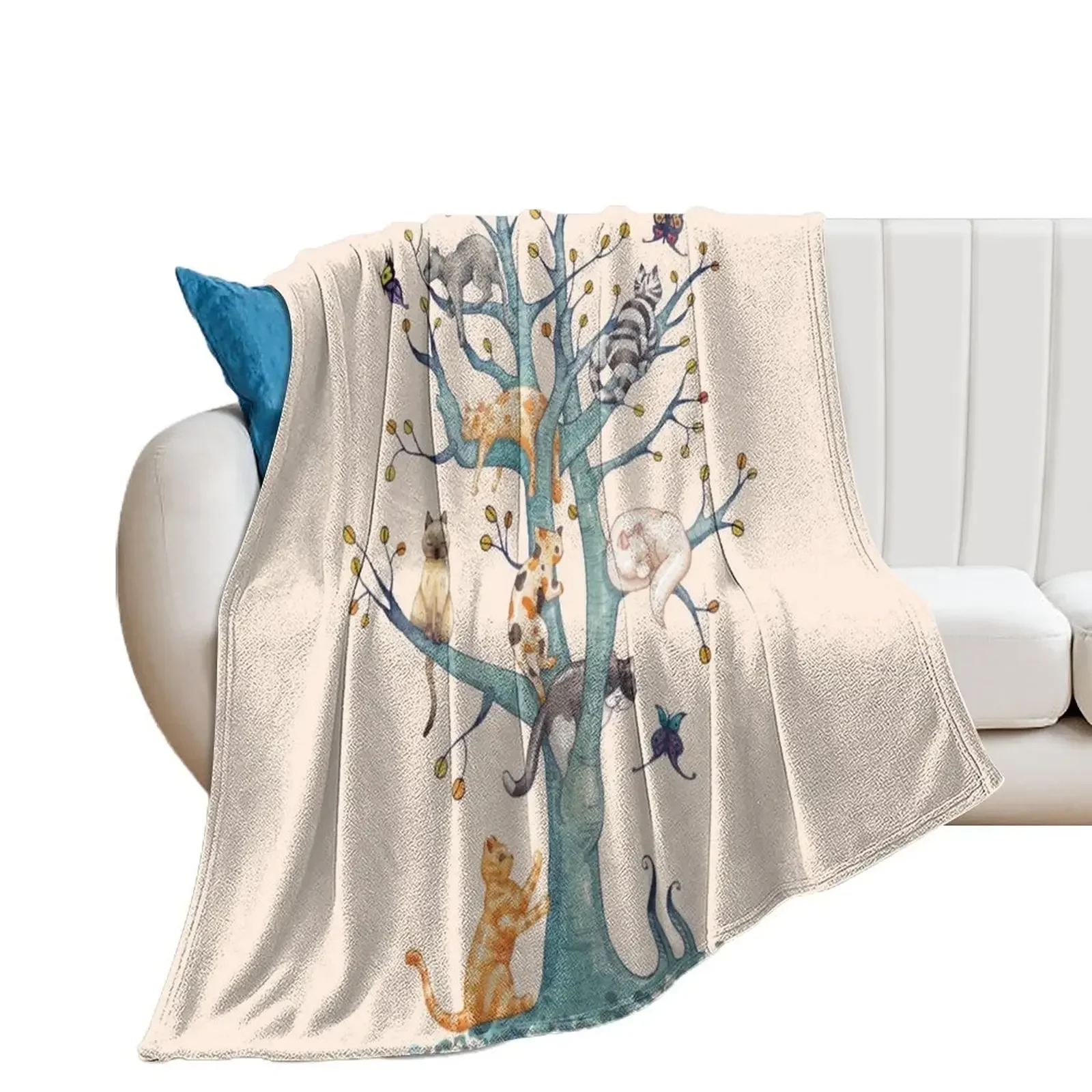 

The tree of cat life Throw Blanket Single blankets and throws Hair Soft Plaid Blankets