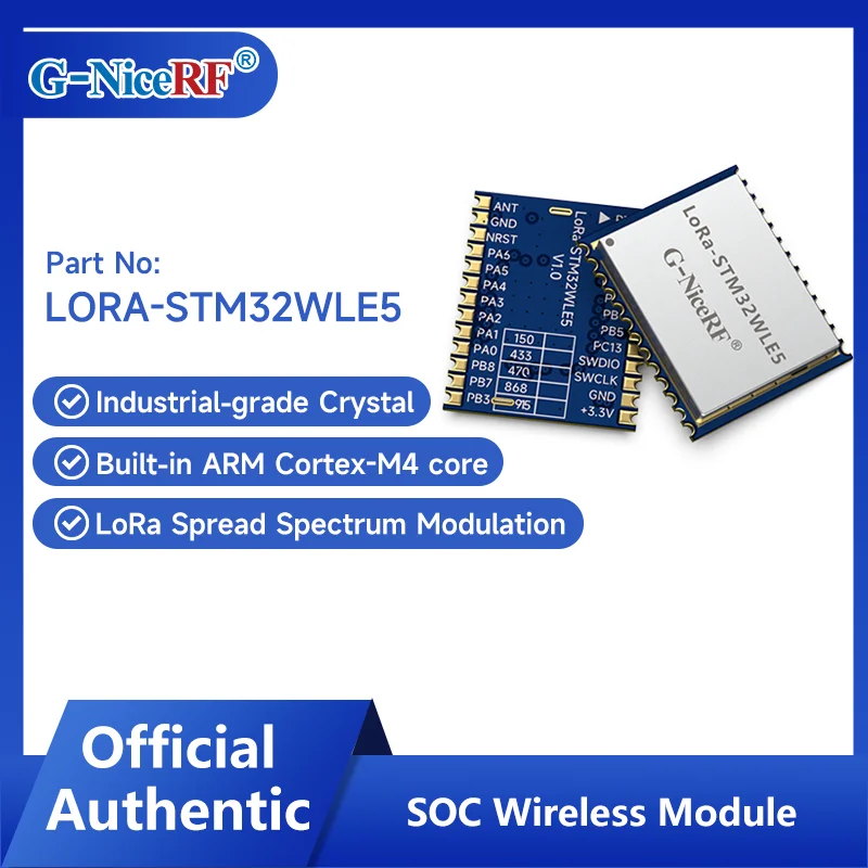 

G-NiceRF | 2PCS LORA-STM32WLE5 SOC Module Compact Size Built-in ARM Cortex-M4 Core 5Km+ Meters Transmission Distance