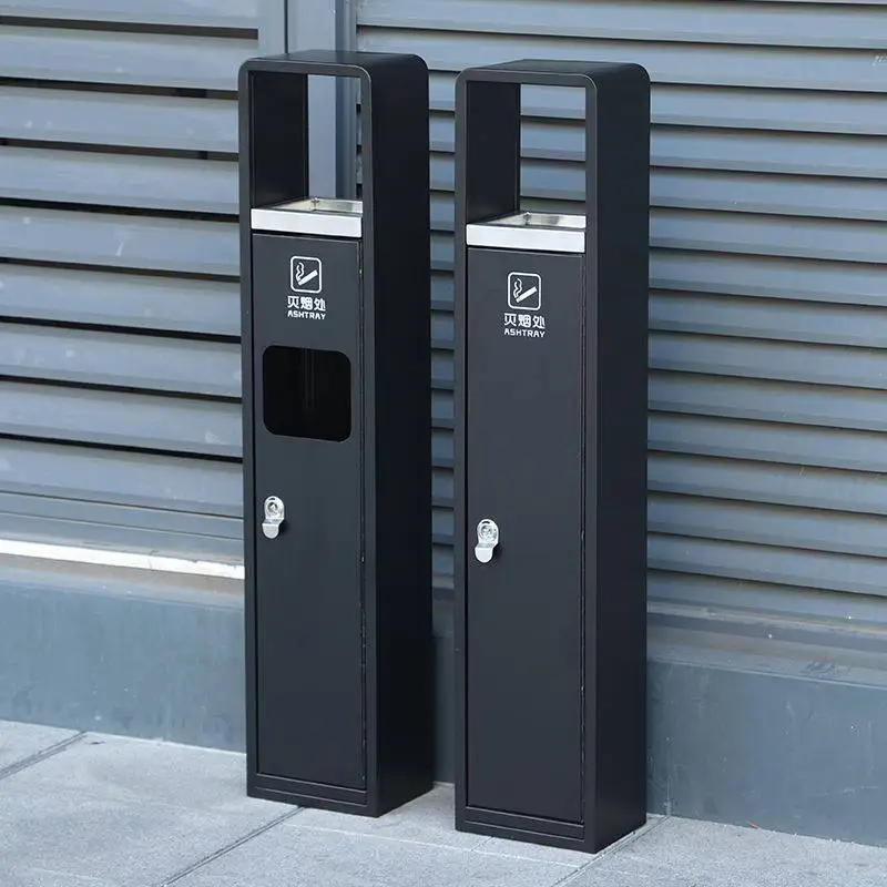 

Outdoor vertical ashtray fixed stainless steel ash column smoke extinguishing column