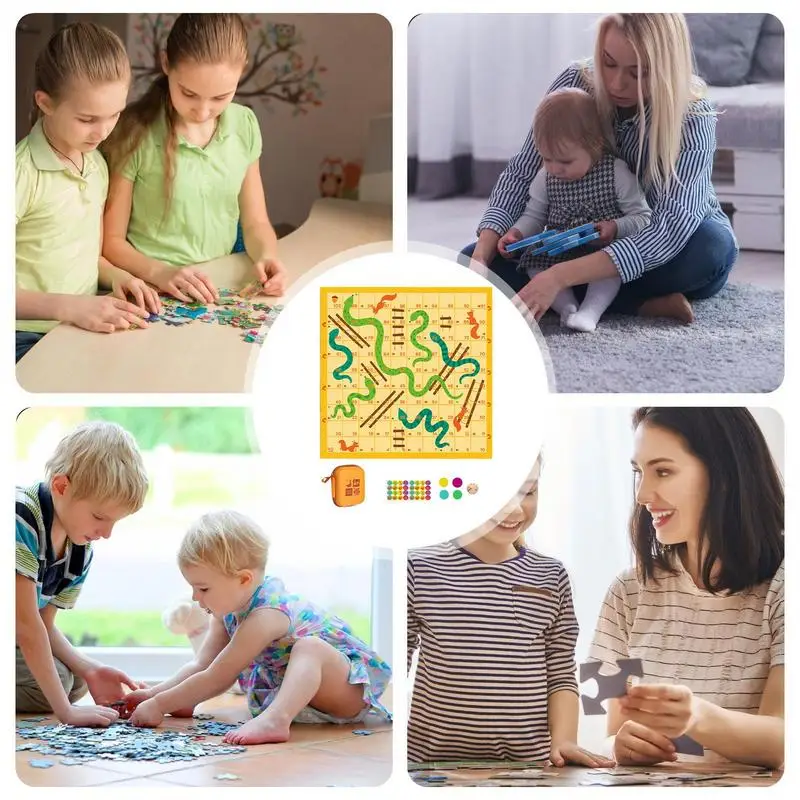 Juegos de mesa familiares, juego de juegos de mesa multifuncionales con estuche de almacenamiento, actividades de aprendizaje interactivas, juguete portátil para niños