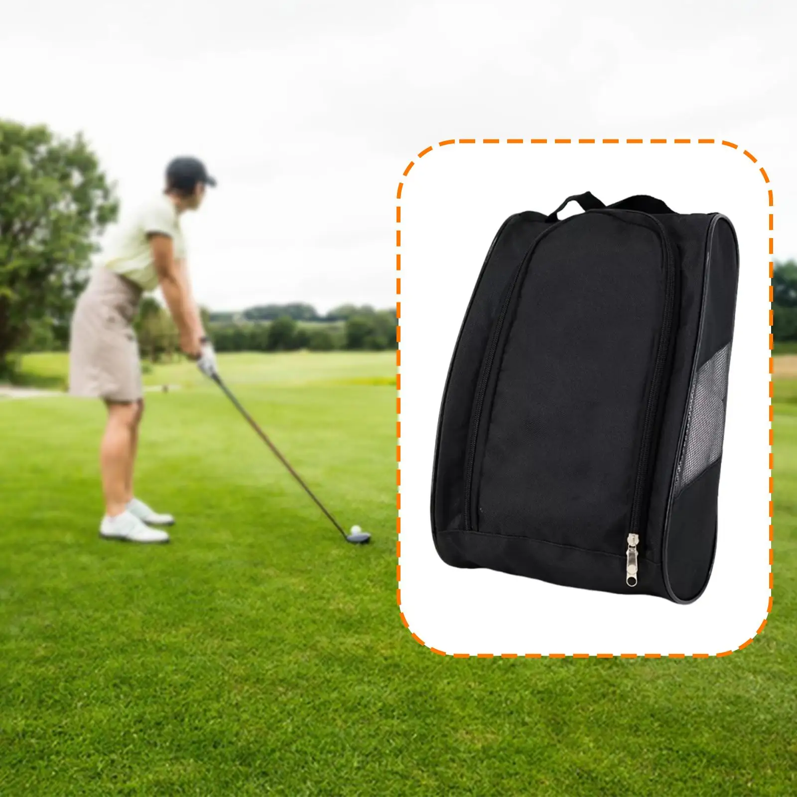 

Zippered Golf Shoes Storage Bag Oxford Fabric Breathable Shoe Carrier for Men Women Golfer Gift Travel Gym