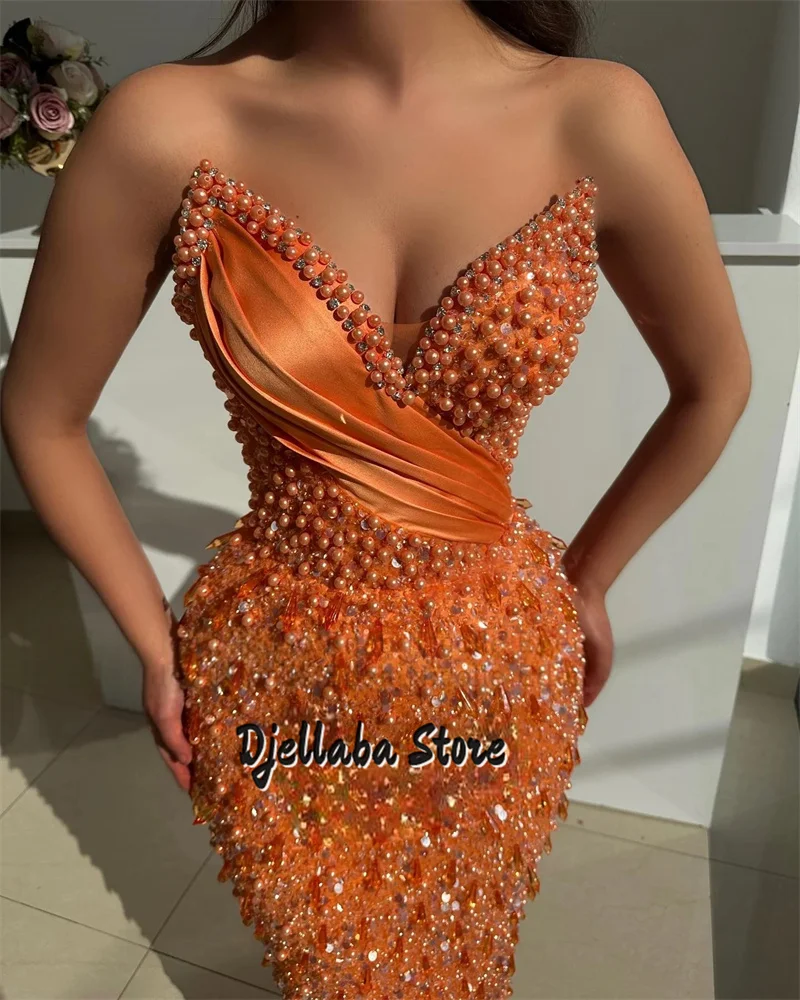 

Customized Champagne Saudi Women's Beaded Evening Dresses 2025 For Special Occasions Satin Arabian Prom Gown Formal Party Dress