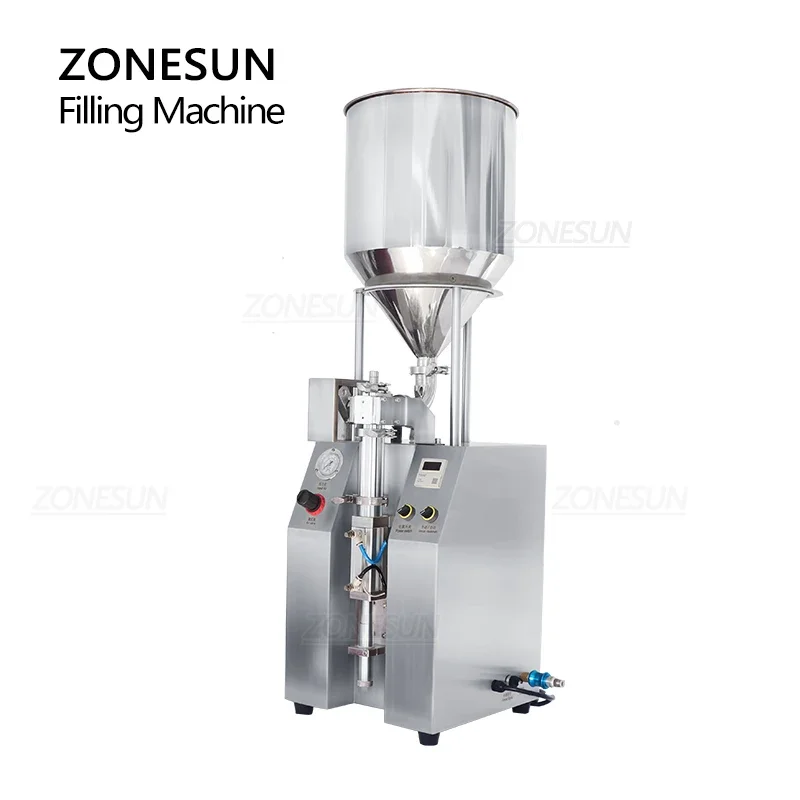 ZONESUN ZS-YTCP12V 1-12ml Pneumatique Seringue Machine De Remplissage pour Pâte Liquide En Céramique Pompe À Piston avec 20L Trémie