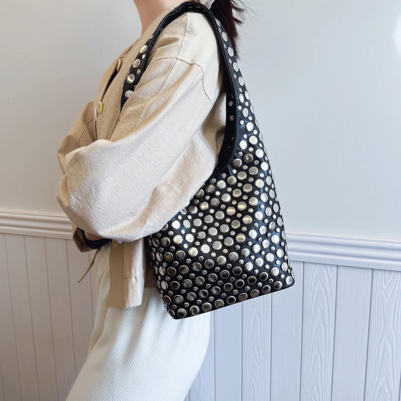 Designer Geometric Shoulder Bag For Women Top Brand Handbag Luxury Shiny Rivet Handmade Evening Clutch Bag Fashion Party Purse image 3