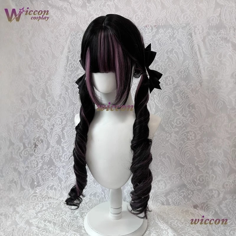 Comic ‌Black Wig with Pink Cosplay Wigs with Bangs Lolita Long Curly Hair Wig Woman Party Cosplay Wig Natural Heat Resistant view 5