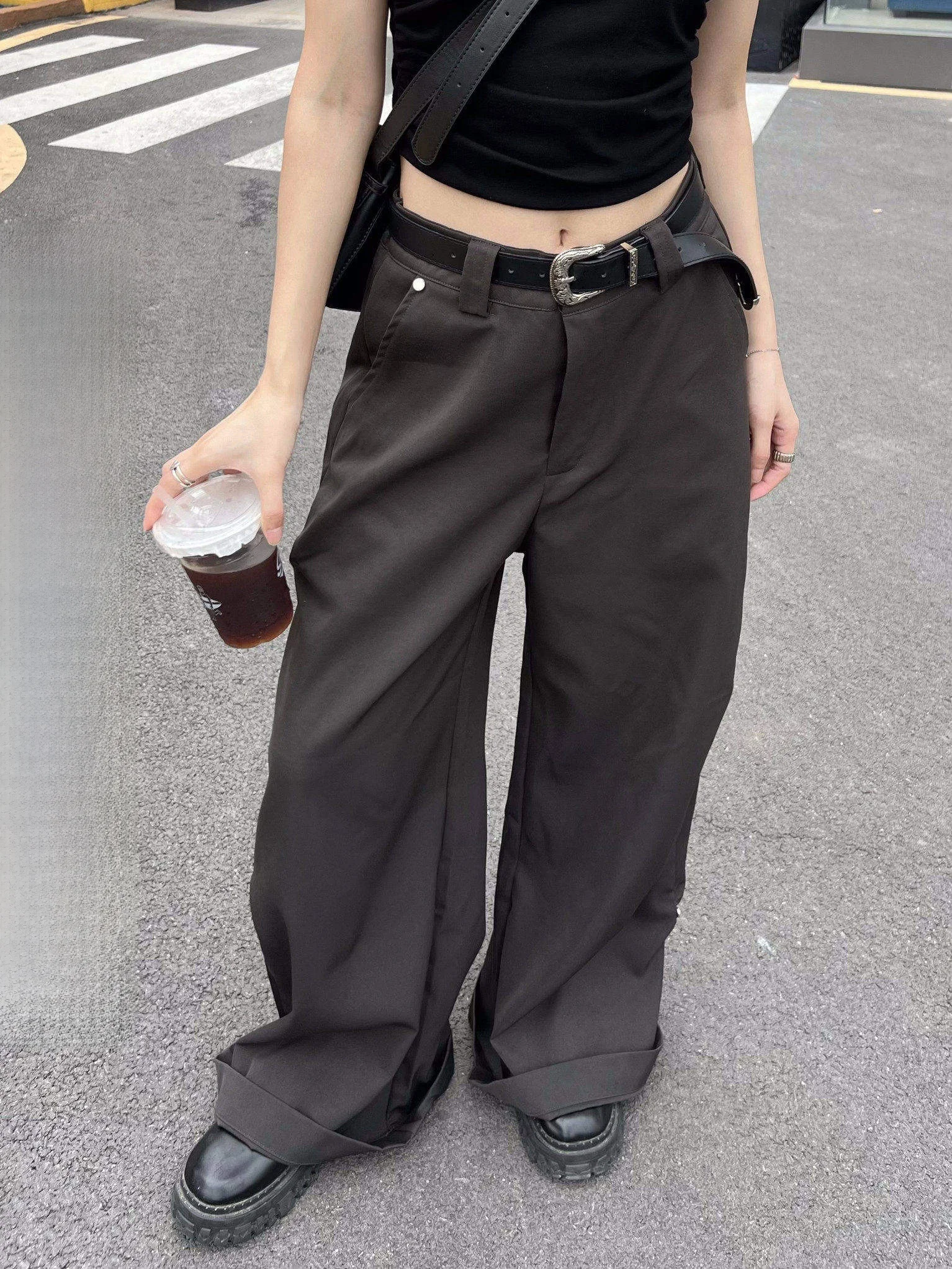 

XFX American Sle Retro Loose Straight Leggings Women's Streetwear Casual Trousers Low Waist Wide Leg Pants Summer 2024