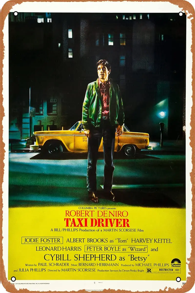 TersShawl Taxi Driver Movie Poster,Metal Plate Decoration,Vintage Tin Sign 8x12Inch