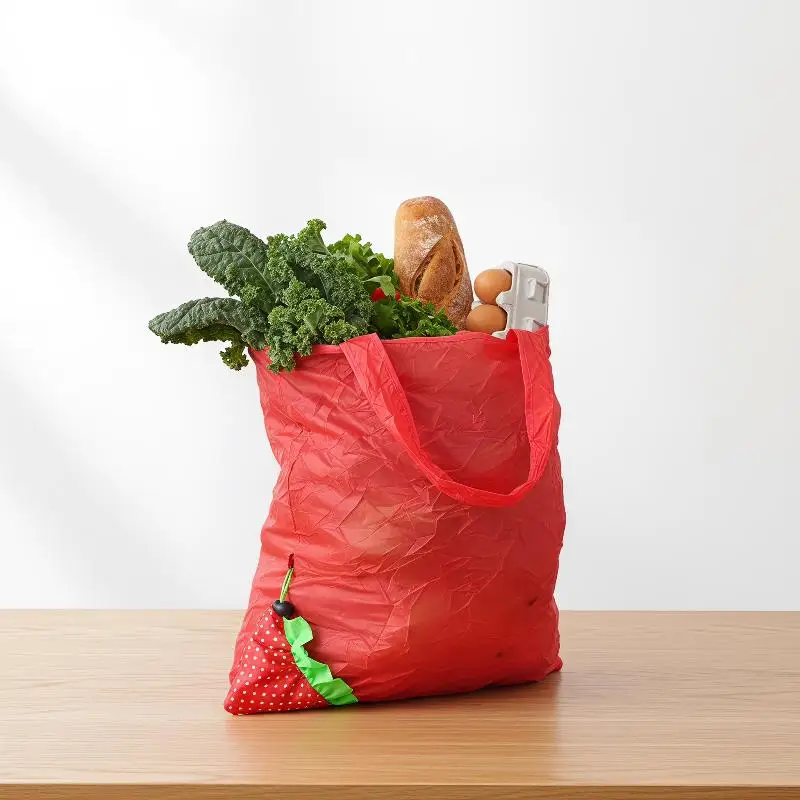 Foldable Strawberry Shaped Reusable Shopping Bag With Large Capacity And Lightweight Design Perfect For Grocery Shopping Daily