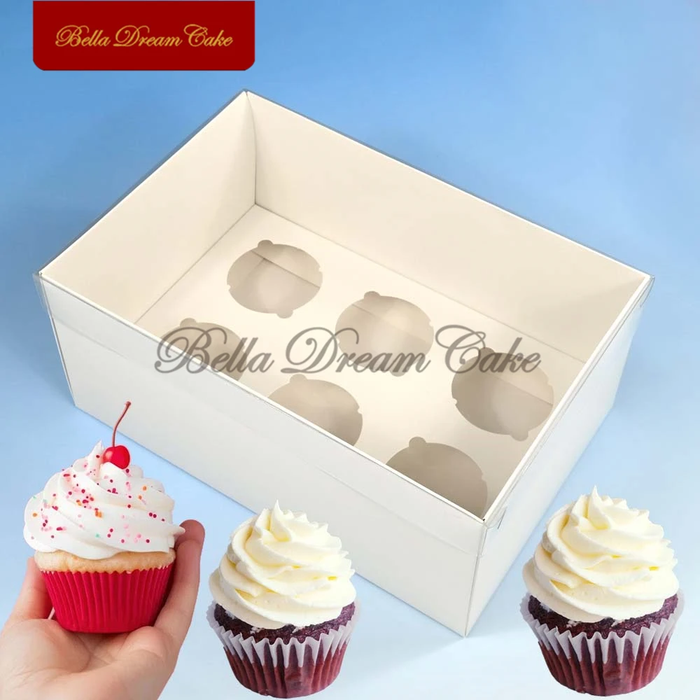 6 Cavity Dessert Cupcake Packing Boxes With Clear Lid Pastry Muffin Cup Cake Box DIY Wedding Party Baking Supplies Cake Tools