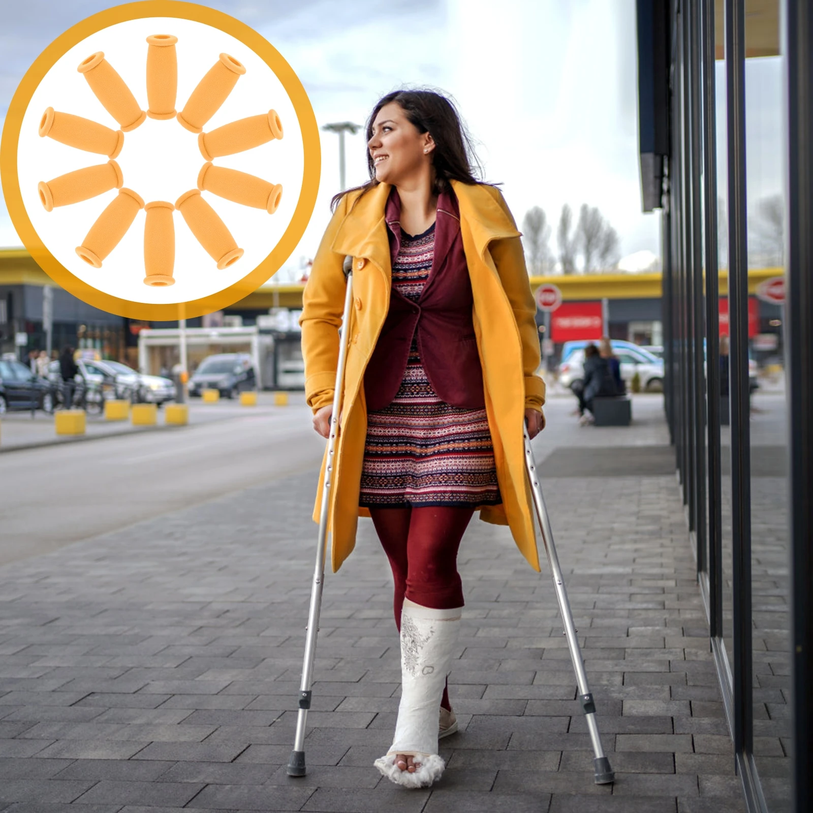 

10Pcs Crutch Rubber Grips High Elastic Replacement Parts Easy Install Non Slip Cushions for Standard Aluminum Crutches Crutch