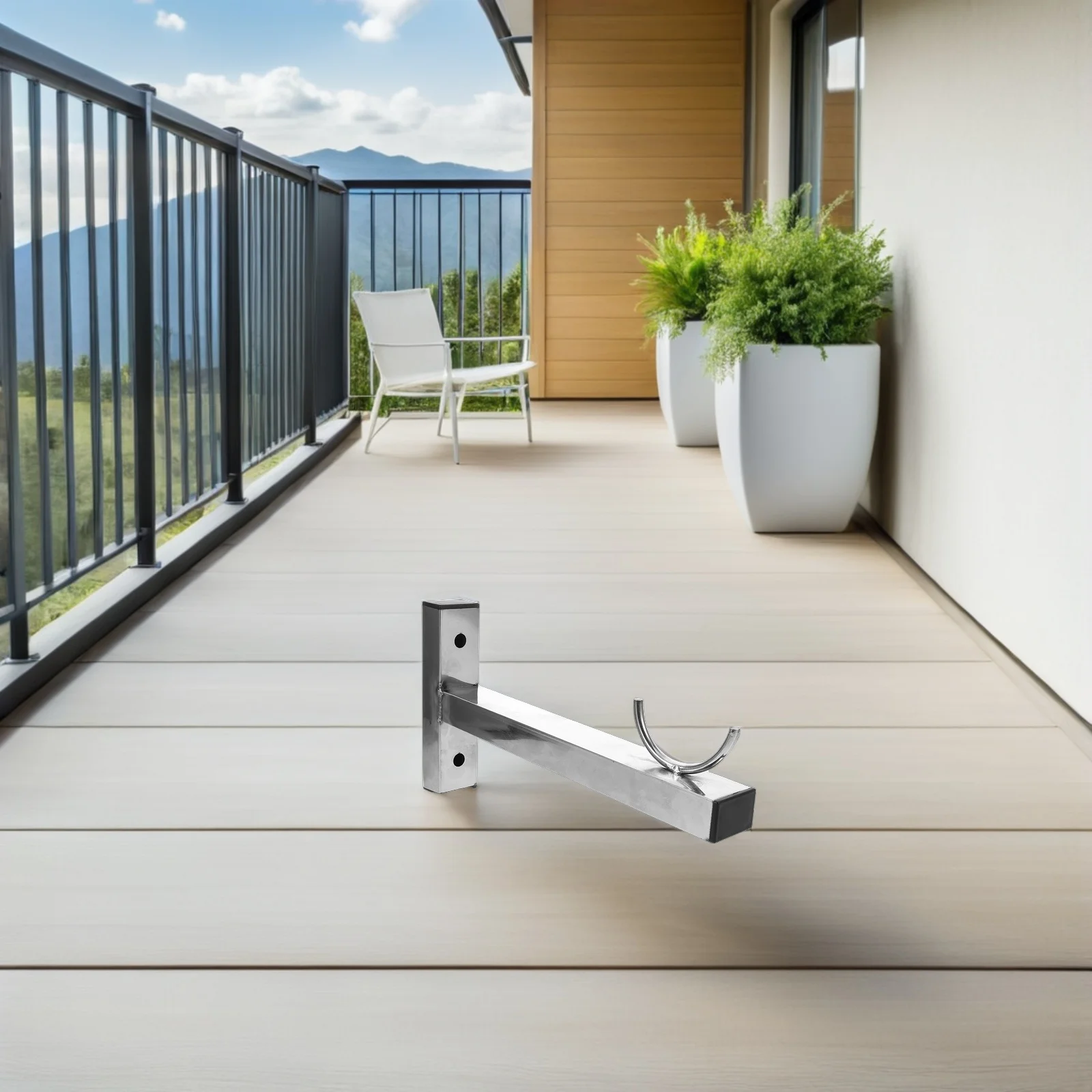 

Wall Mount Clothes Rod Bracket Heavy Duty Stainless Steel Side-Mounted Drying Rack Holder for Balcony Laundry Room