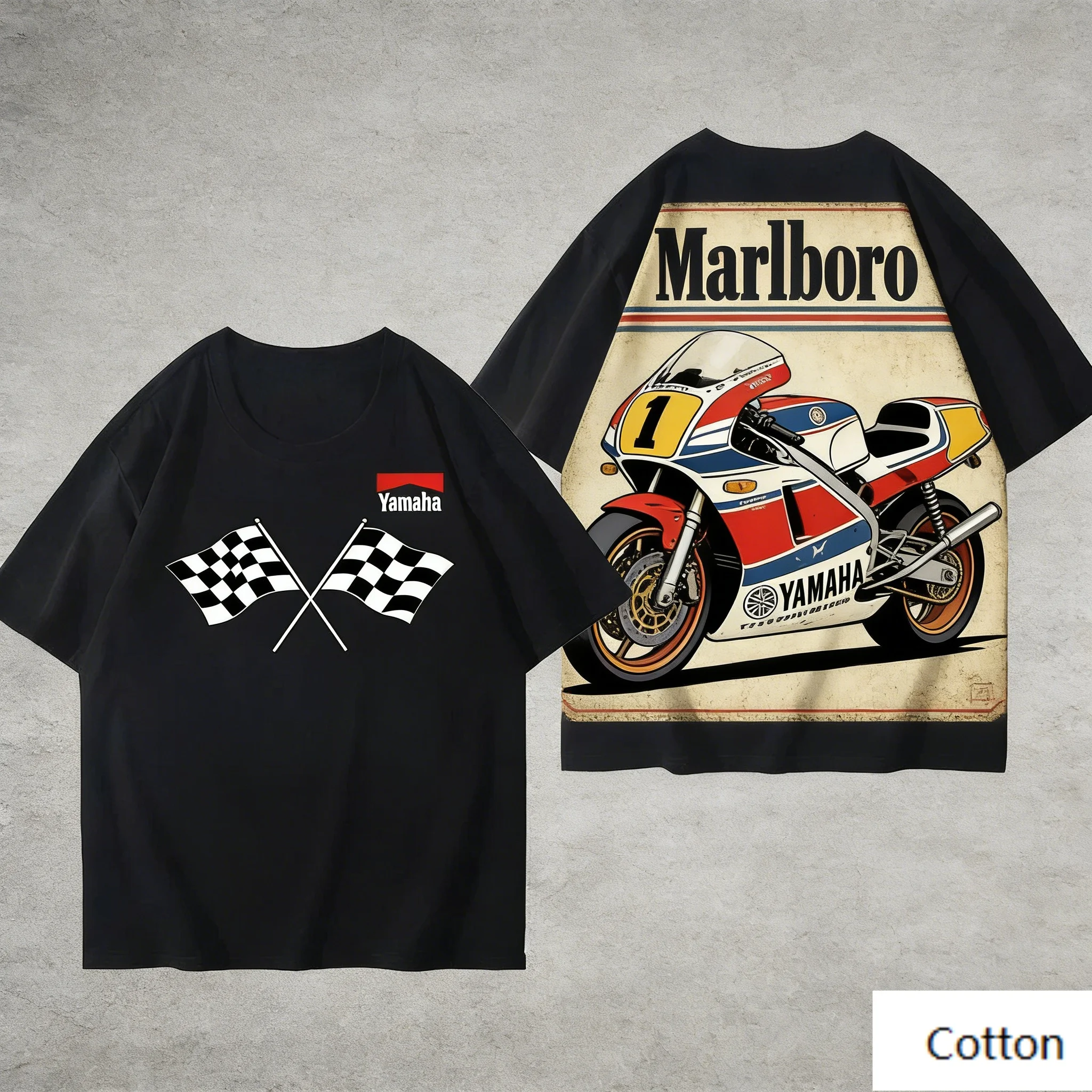 Trend Personality YAMAHA Minimalist Tuning Fork Logo Cotton Tee Unisex Motorcycle Enthusiast Casual Fashion Top