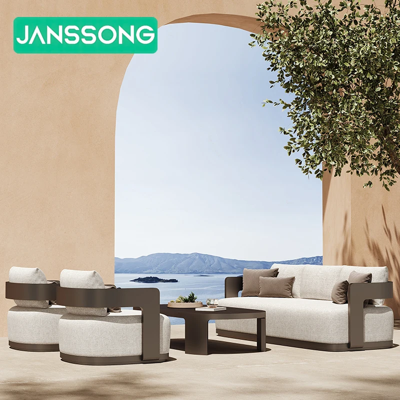 Villa Sofa Set Furniture Aluminum Outdoor Furniture Luxury Hotel Patio Sofa Set Apartment Aluminum Set Garden Outdoor Furniture