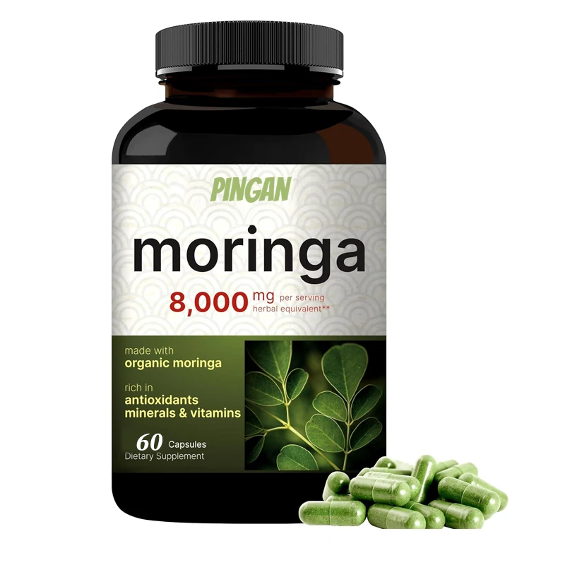 60 Moringa Capsules, Organic Made From Moringa Powder | Green Superfood, Skin Health and Immune Support | Non GMO, Gluten Free