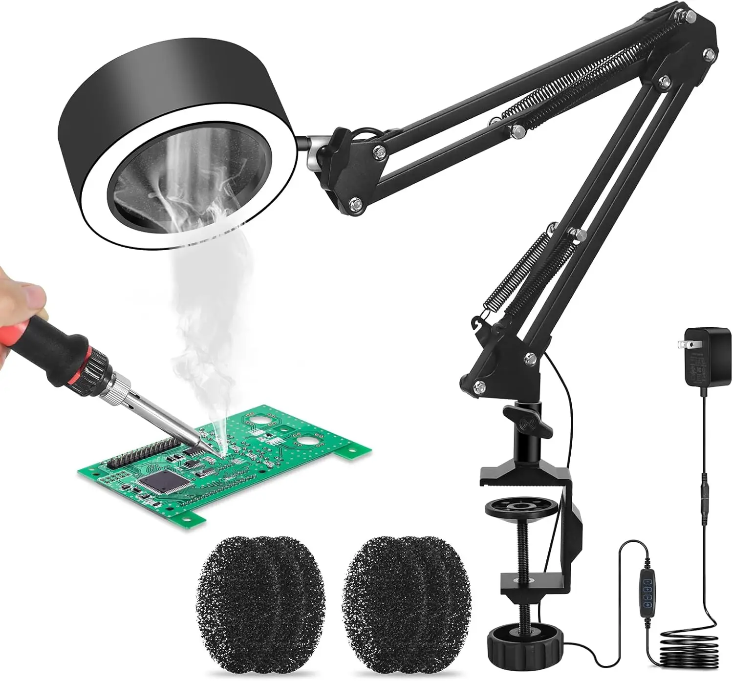 مصباح مكتبي ممتص للدخان مع 7 فلتر، و3 أوضاع ألوان، و10 مستويات سطوع للحام والإصلاح والقراءة #1