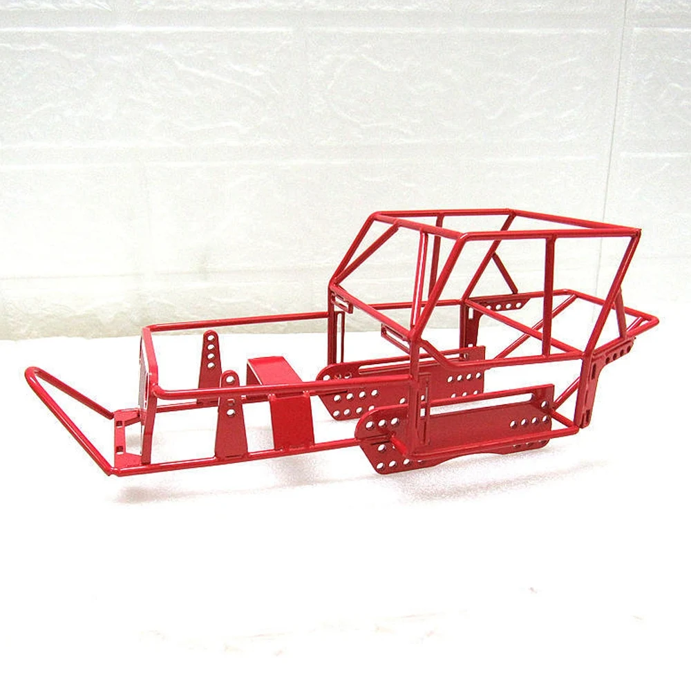 Full Tube Frame Metal Chassis Metal Body Roll Cage for WPL C14 C24 C24-1 1/16 RC Car Upgrade Parts,Red