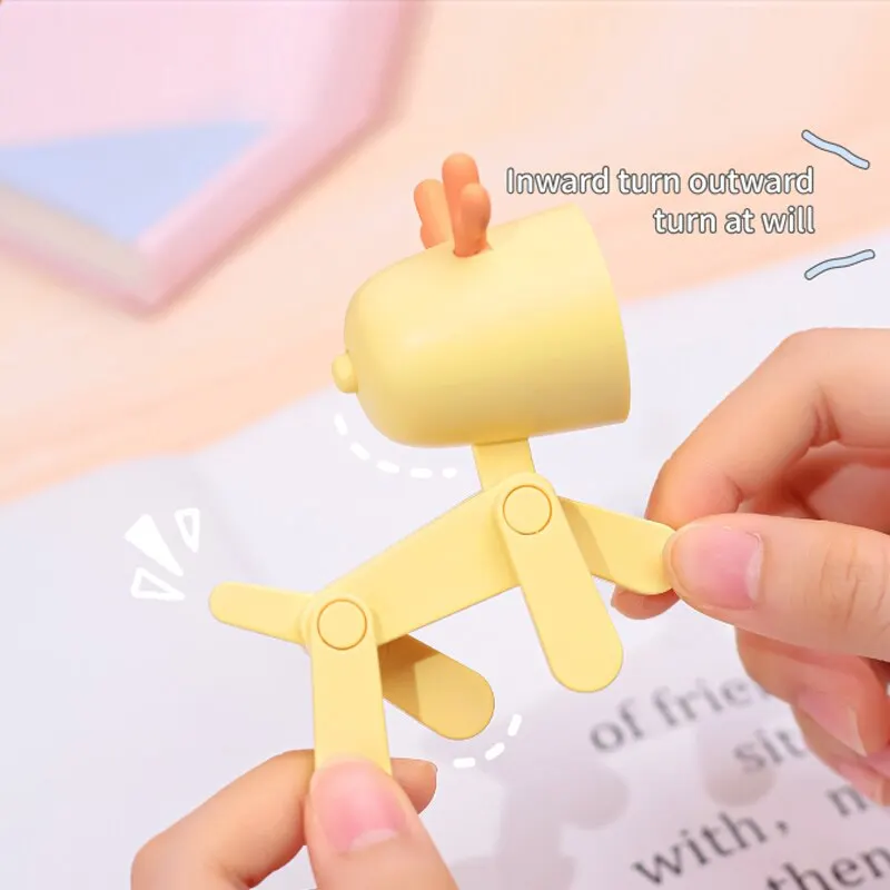 1 Pcs Novel Little Deer Light Creative Peculiar Mobile Phone Holder LED Decorative Ornaments Random Color Mini Night Light