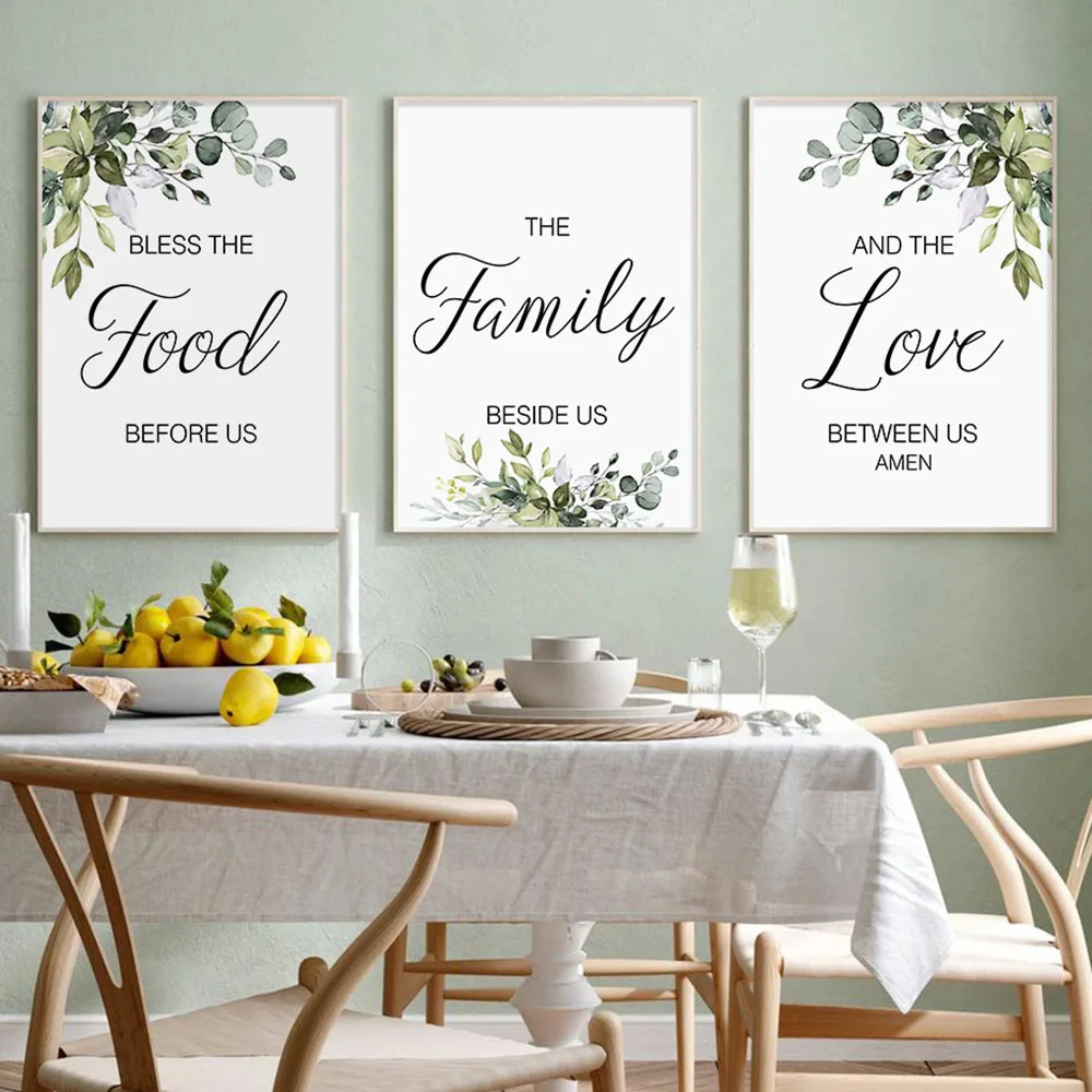 Modern Food Family Love Scripture Nordic Posters Canvas Painting Wall Art Print Picture for Dining Room Kitchen Home Decor Gift