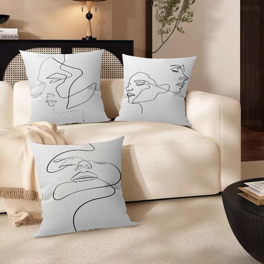 Minimalism Line Portrait Art Pillow Cover For Bedroom Room And Living Room Sofa Decorative Cushion Cover