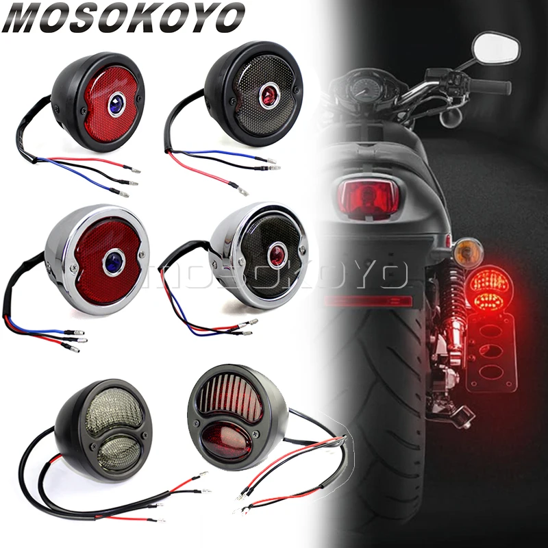 Old School Retro Motorcycle 12v LED Tail Light For Harley Chopper Bobber Cafe Racer Duolamp Vintage Rear Stop Lamp Brake Light