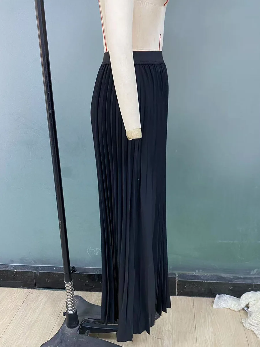 Elegante gonna europea a mezza lunghezza con orlo a ombrello a trapezio raccolto per donna