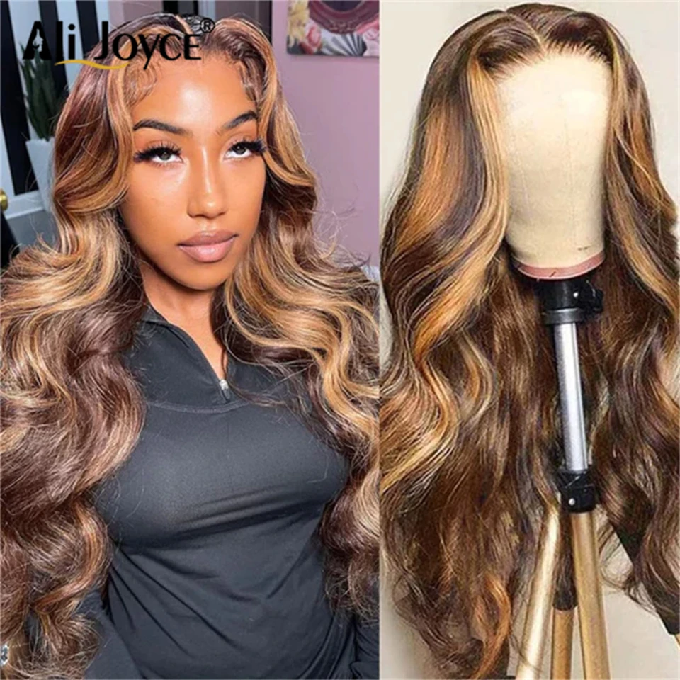 

Honey Blonde Body Wave Lace Front Wig Preplucked HD Lace Blonde Highlight Body Wave Human Hair Lace Wigs For Women Density 180