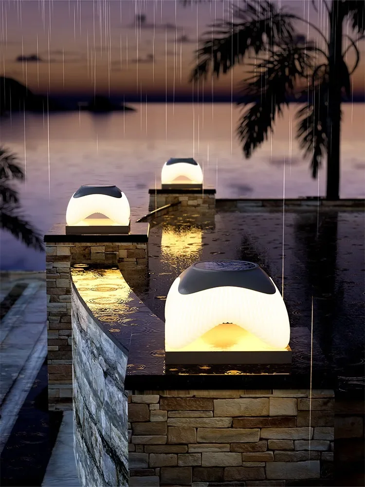 

QINGYAO Qingyao, villa courtyard outdoor waterproof stigma lamp, stainless steel courtyard entrance wall solar lamp