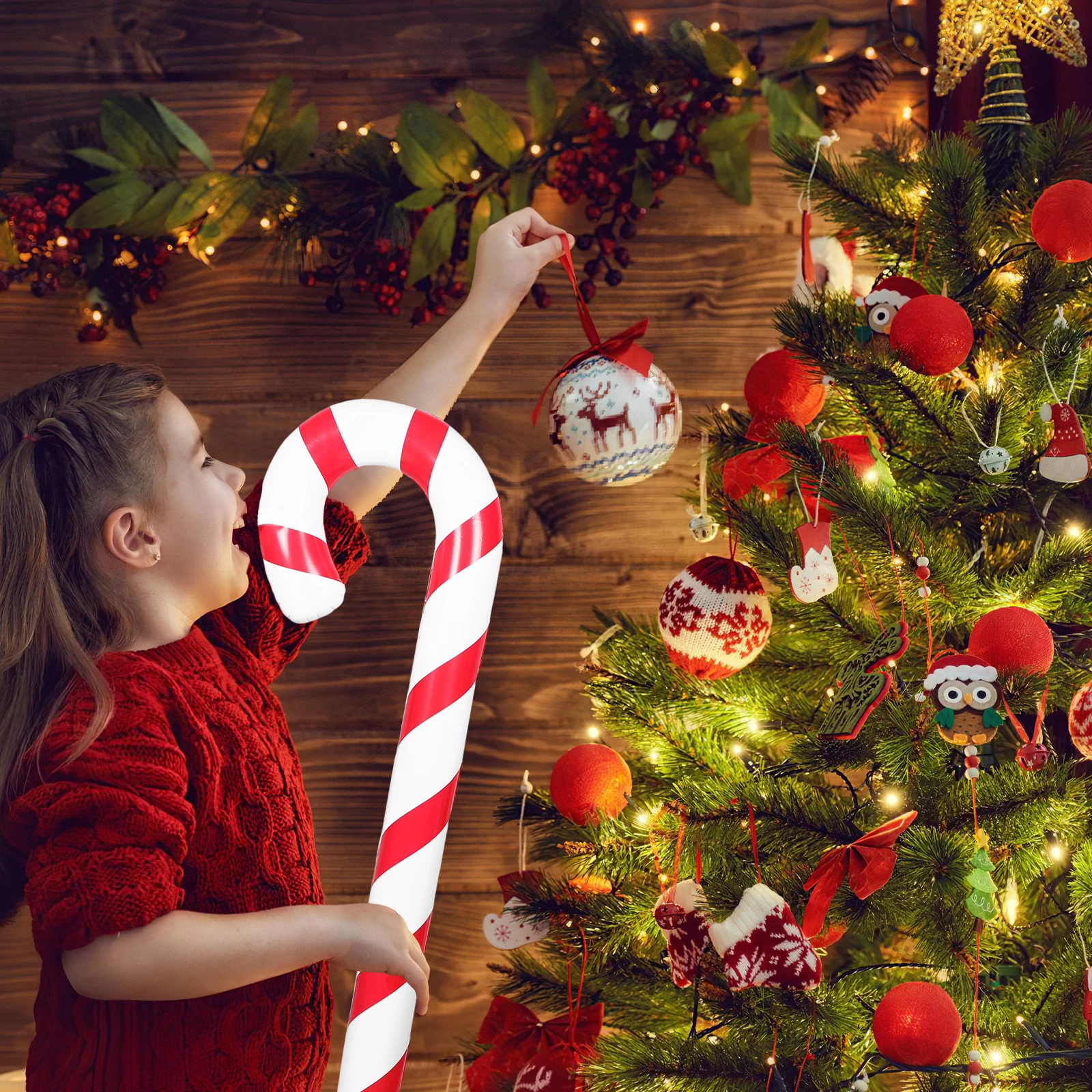 

Jumbo Inflatable Candy Cane Christmas Outdoor Indoor Decor Holiday Celebration Party Floats Reusable Festive Decoration