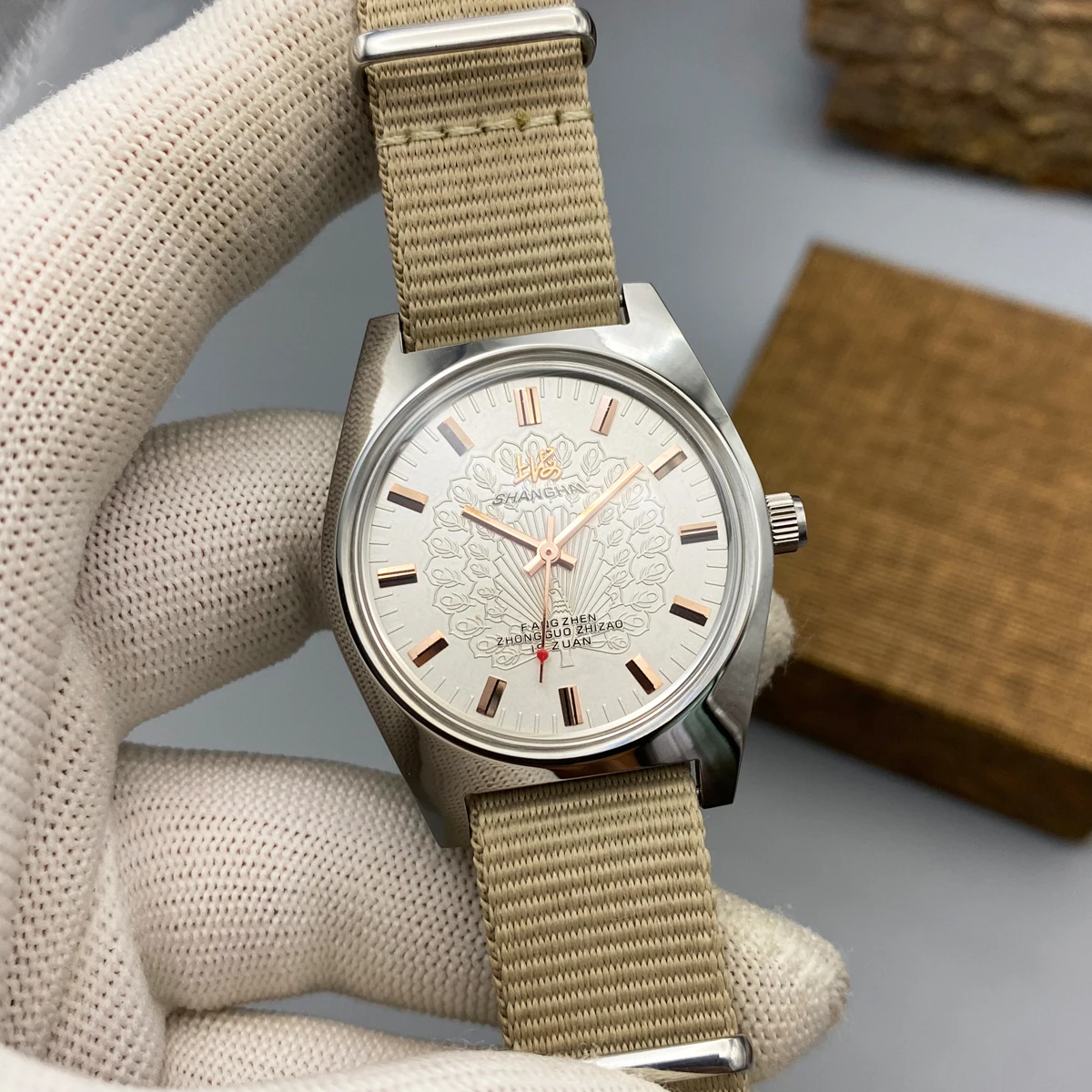 شنغهاي رجل 36 مللي متر ساعة ميكانيكية يدوية الرياح 7120-الفولاذ المقاوم للصدأ مقاوم للماء باوهاوس تصميم ساعة للرجال دروبشيبينغ