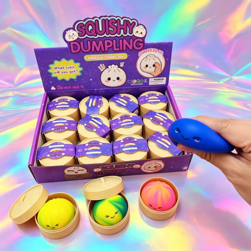 Mini Buntes Dumpling Squishy Quetschspielzeug 5,5CM Würfel Langsam Aufsteigendes Sensorisches Anti-Stress-Spielzeug für Erwachsene Angstlinderung Geschenk