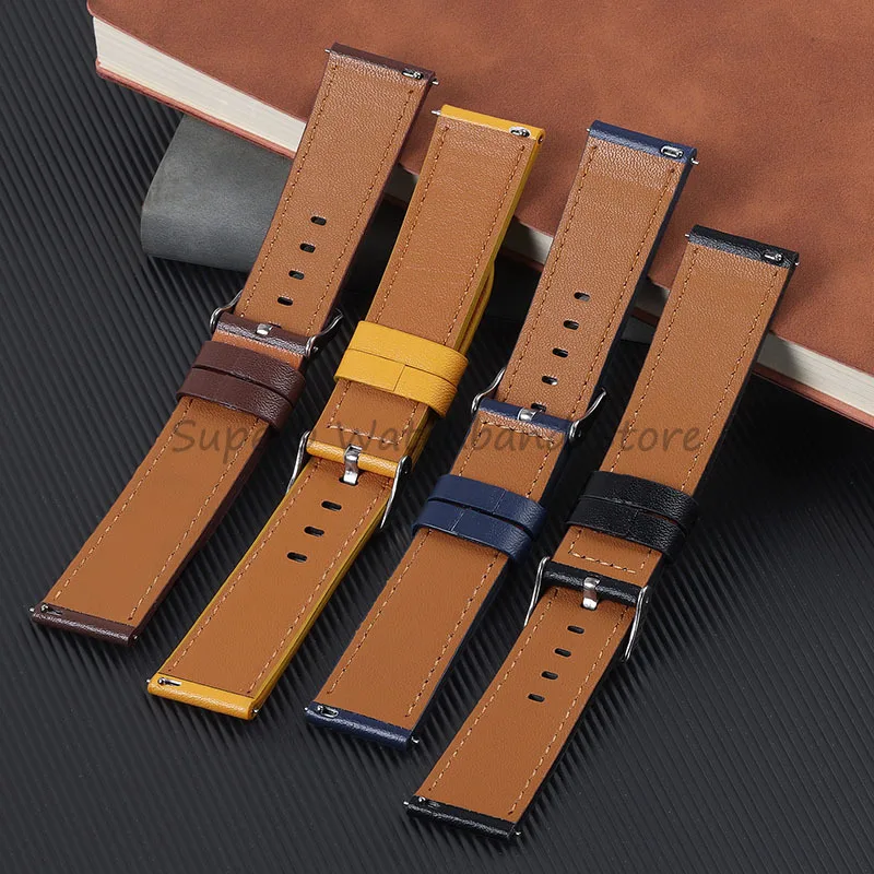 20mm 22mm Genuine Leather Watchband for Huawei Watch gt2/3 Sport Bracelets Quick Release Wristband for Samsung Galaxy Watch 4