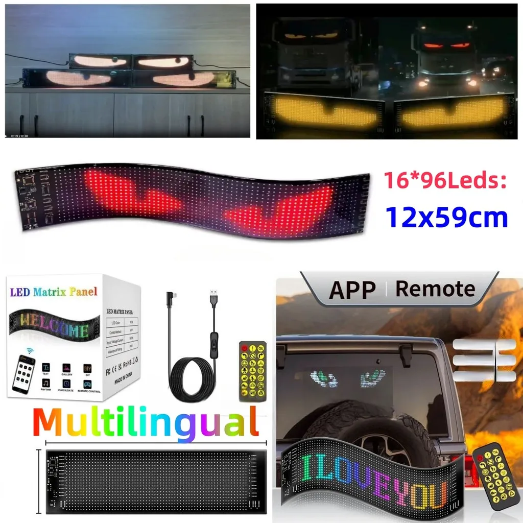 

Truck 24V Sticker Retrofit Light LED Light Devil's Eye Bright Bluetooth App Control Logo Light DIY LED Matrix Pixel