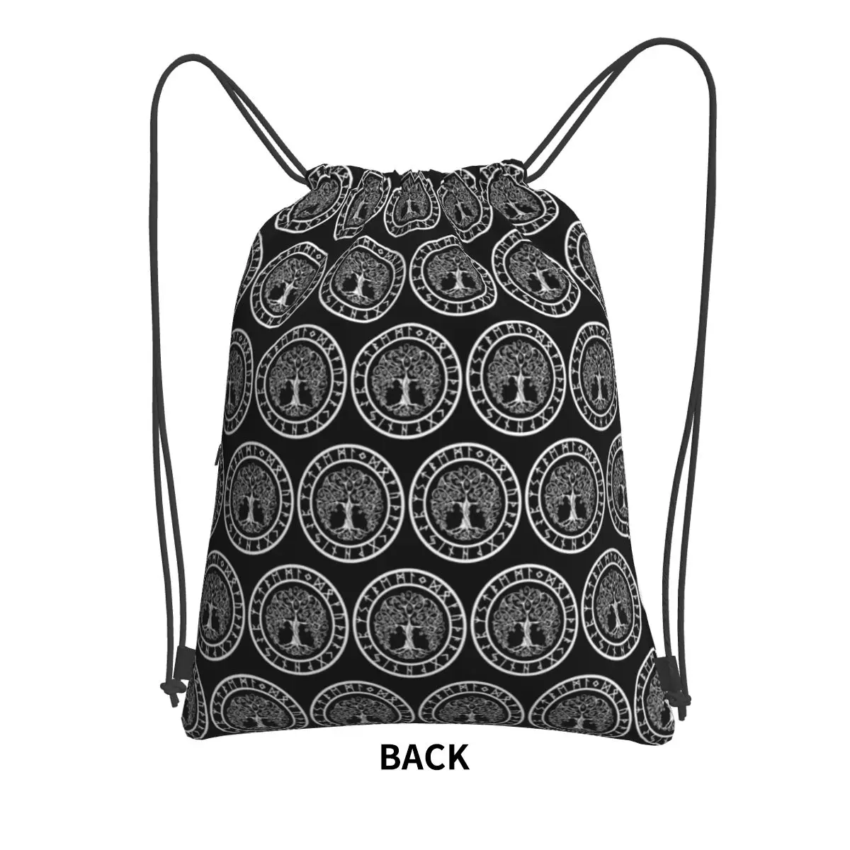 Nordic Viking Scandinavn Odin Symbol Backpacks Casual Drawstring Bags Sports Bag Book Bags for Travel School