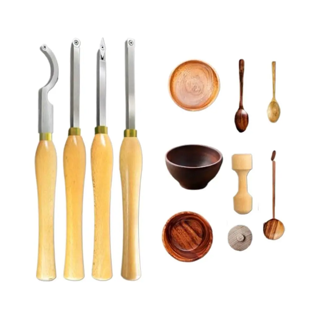 Hard Alloy Pointed Tip Wood Lathe Tool Set Multiple Sharp Edges Ergonomic Handle Swan Neck Hollow Tool Sturdy Rotating