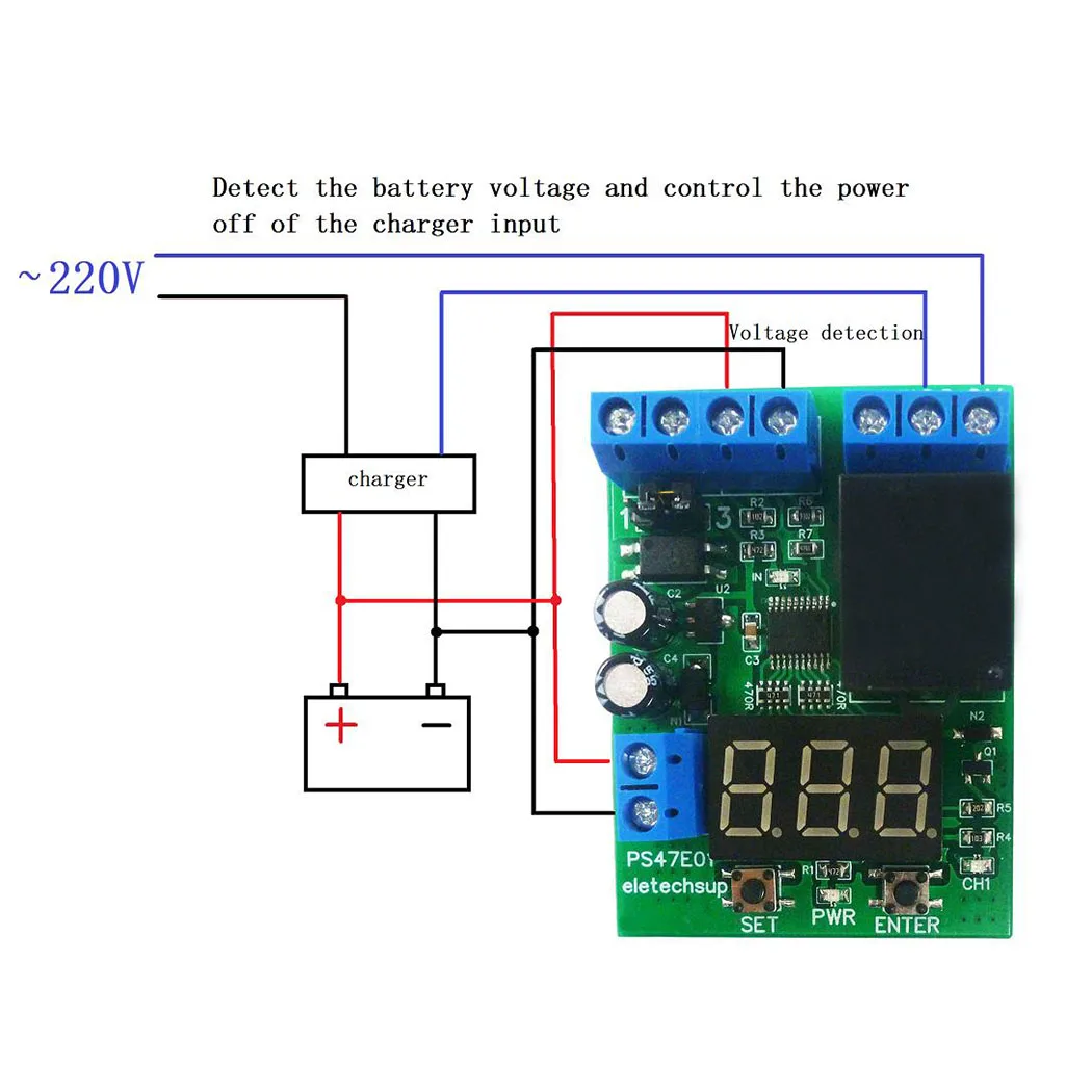 NEW Version! DC 12V 24V LED Digital Relay Switch Control Board Module Relay Module Voltage Detection Charging Discharge Monitor