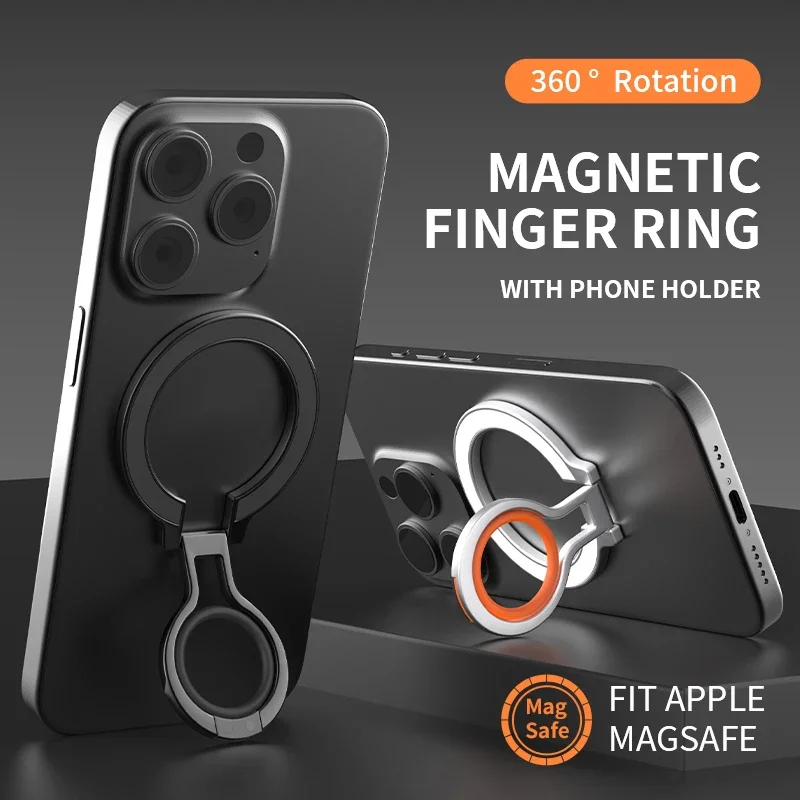 

Magsafe Magnetic Phone Finger Ring Holder Rechargeable Adsorbed on Magnetic Sheet 360° Rotating Foldable for iPhone 15 Universa