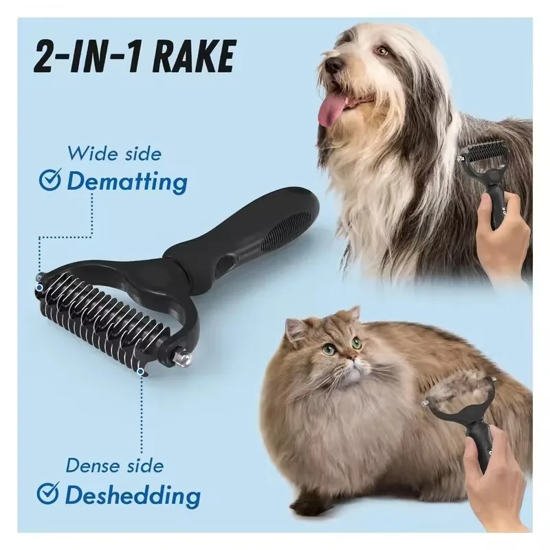 Pet Grooming Brush Comb,Dual-Sided Professional Deshedding Brush for Cats and Dogs ,Pet Brush for Removing Tangles and Knots
