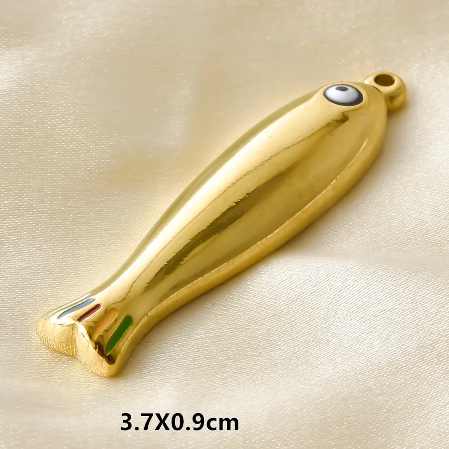 3/5 Stück/Set Meerestier-Anhänger in Goldfarbe mit Öltropfen-Effekt, Seestern, Muschel, Fisch, Edelstahl-Anhänger für Schmuckherstellung, DIY-Armbänder – Detail 27