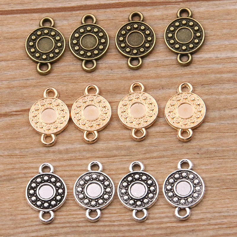 30PCS 11*17mm Wholesale 3 Color Circular Connector Round Pendant Metal Alloy DIY Necklace Bracelet Earrings Marking