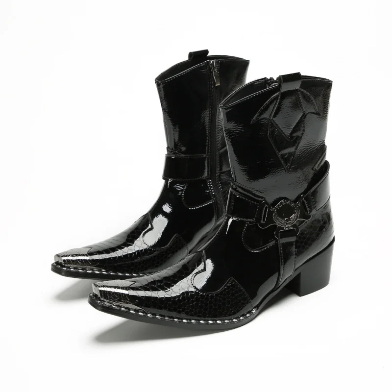 

Высокие ботинки 5 см из натуральной коровьей кожи, модная мужская качественная обувь до щиколотки, мужские зимние ботинки с острым носком на молнии