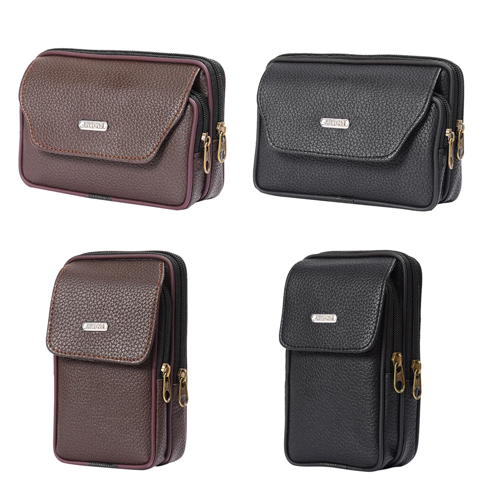 Men Smartphone Belt Pocket Leisure Small Leather Bum Pack Purse Wallet Holder Wallet Purse Pocket Phone Holster Belt Case