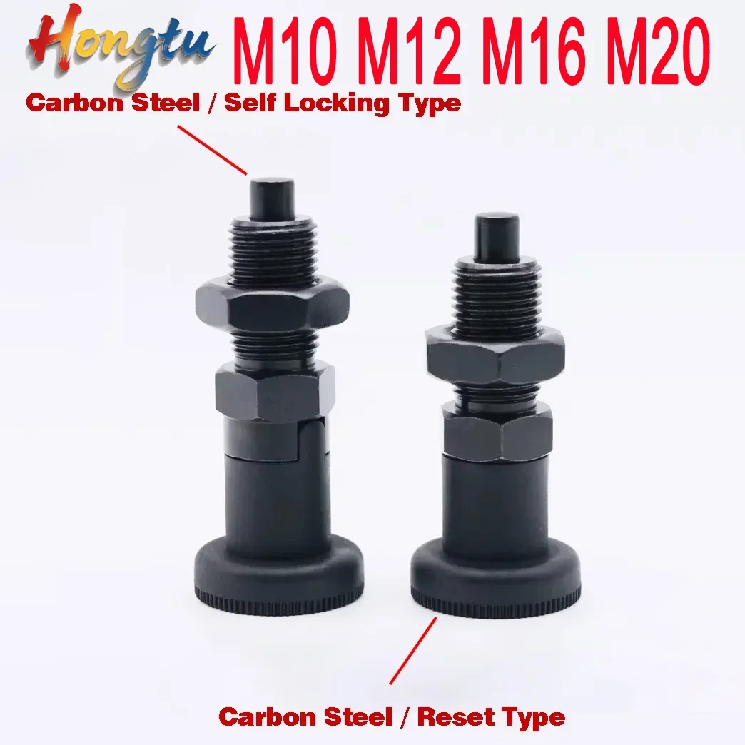 

Hongtu M10M12M16M20 Carbon Steel Knob Plunger Self-Locking Indexing Pin/Reset Spring Positioning Pin