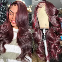 99J Burgundy 13X6 HD Lace Frontal Wigs Body Wave Colored Red Lace front Wigs 13x4 Lace Front Wig Human Hair Wigs Transparent Wig