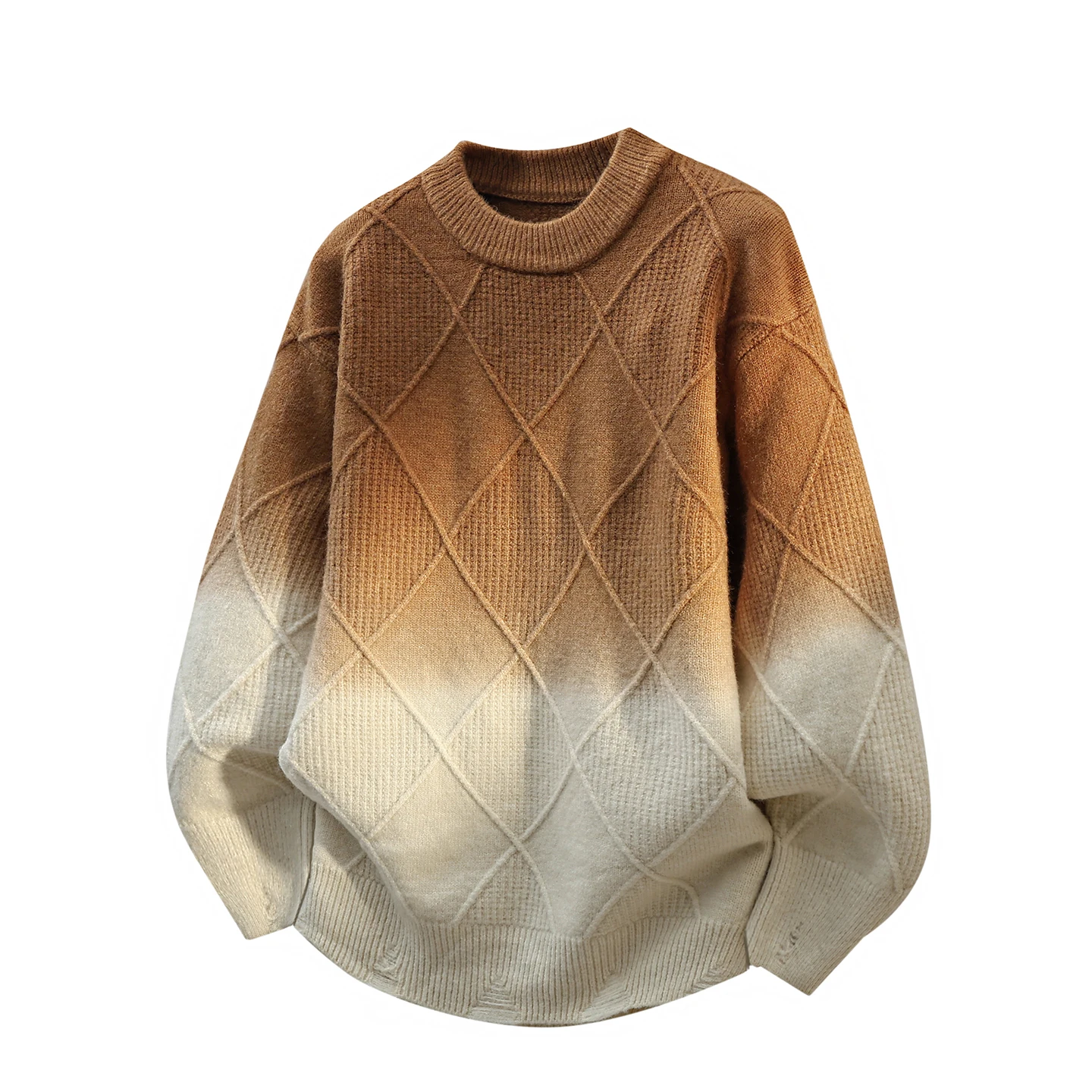 

Мужской повседневный свободный вязаный свитер с градиентной вышивкой в американском винтажном стиле, модный брендовый, зимний, удобный, с длинным рукавом